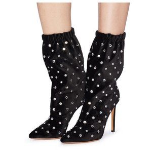 NEW Valentino Garavani Crystal Velvet Ankle Booties, EU 38, Black, Stiletto Heel